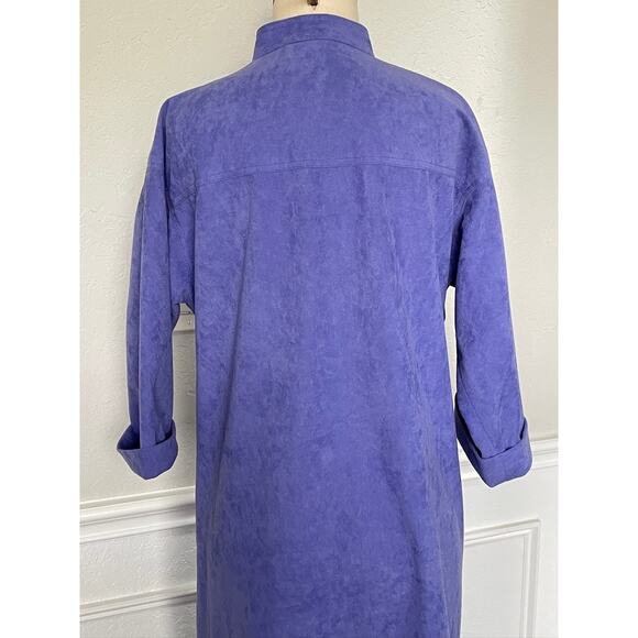 Vintage Anjac Jack Needleman Purple Midi Dress Wood Buttons - Picture 7 of 9